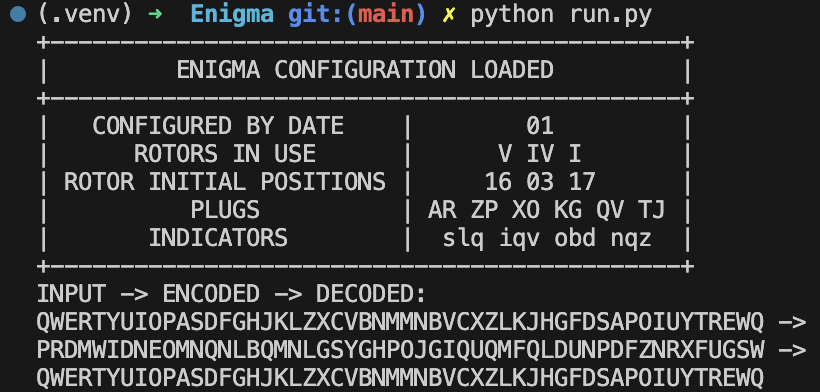 Enigma M3 emulator screenshot